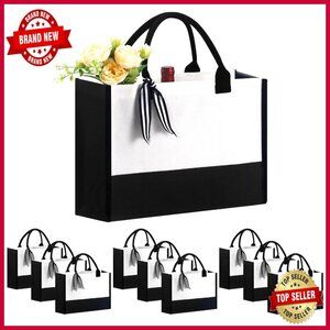 10 Pack Canvas Tote Bags with Zipper Pocket for DIY Customization